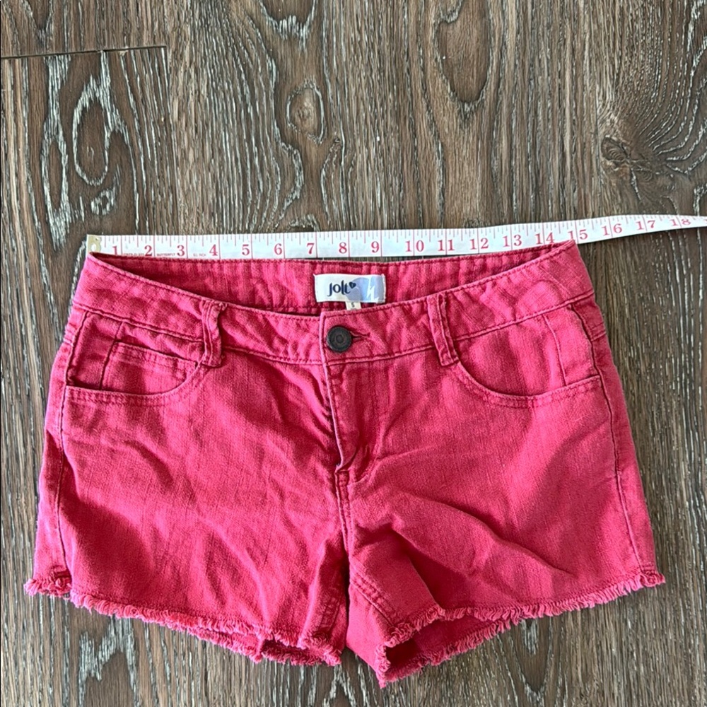 Jolt Red Jean Shorts Distressed Denim Style